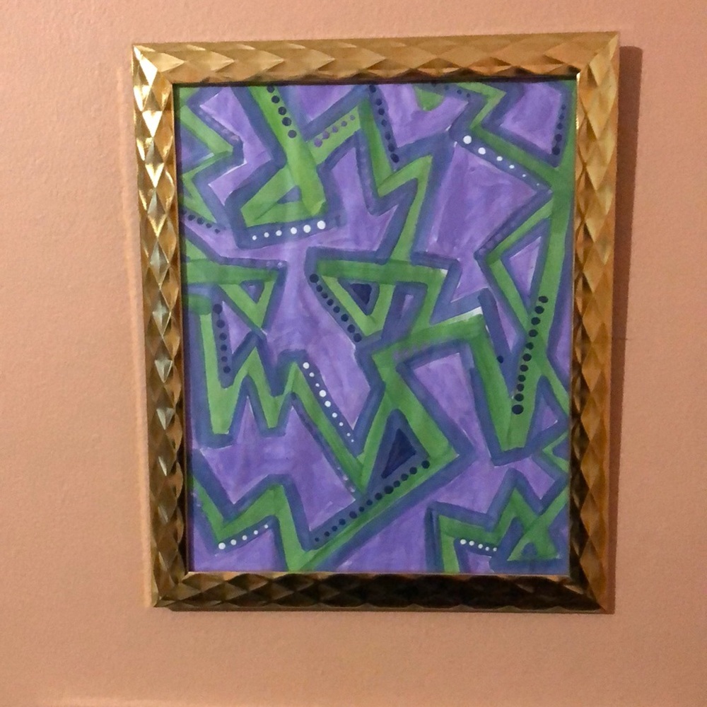Funky acrylic painting! Comes with frame!